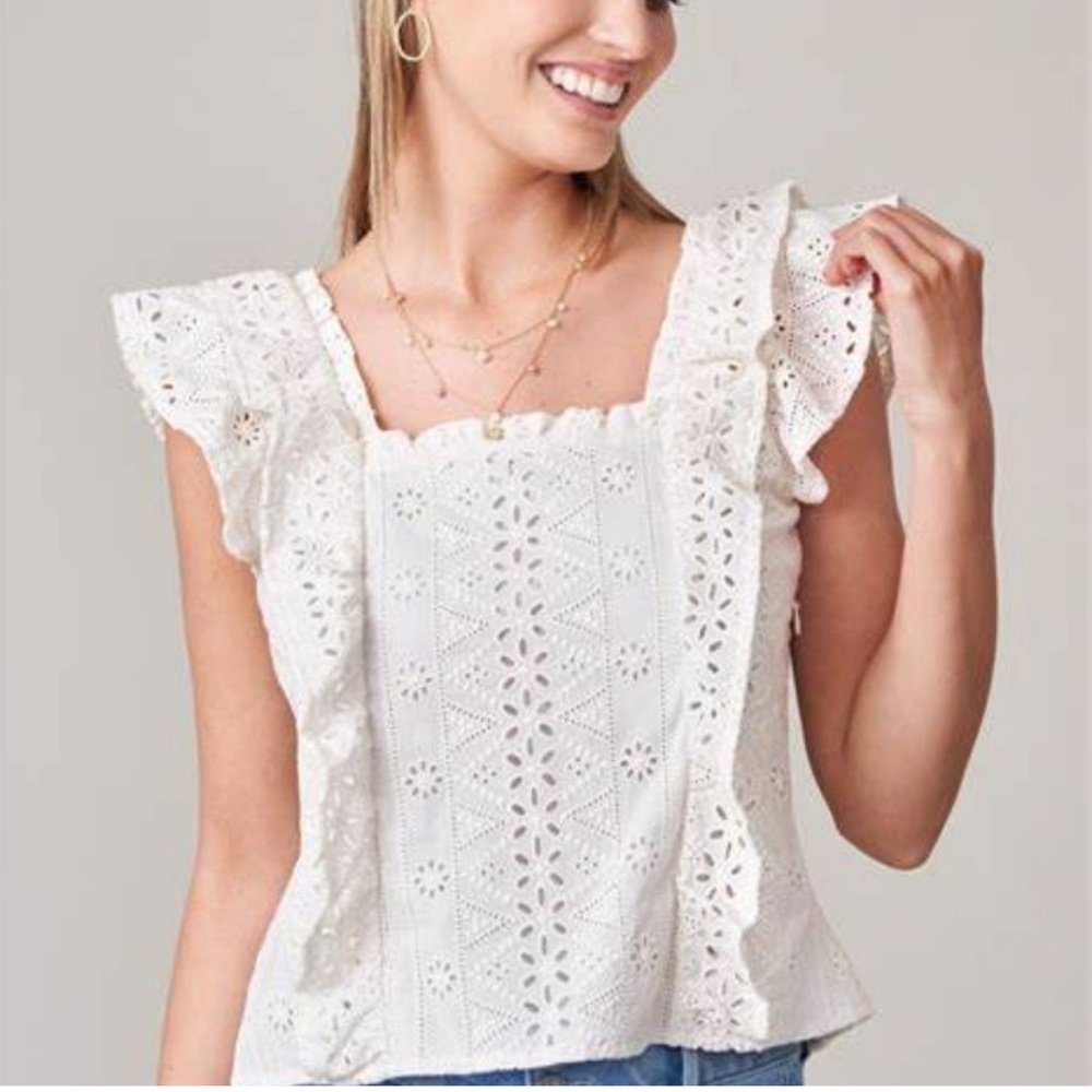 Spartina 449 Taralynn Eyelet Top size large women’s ivory